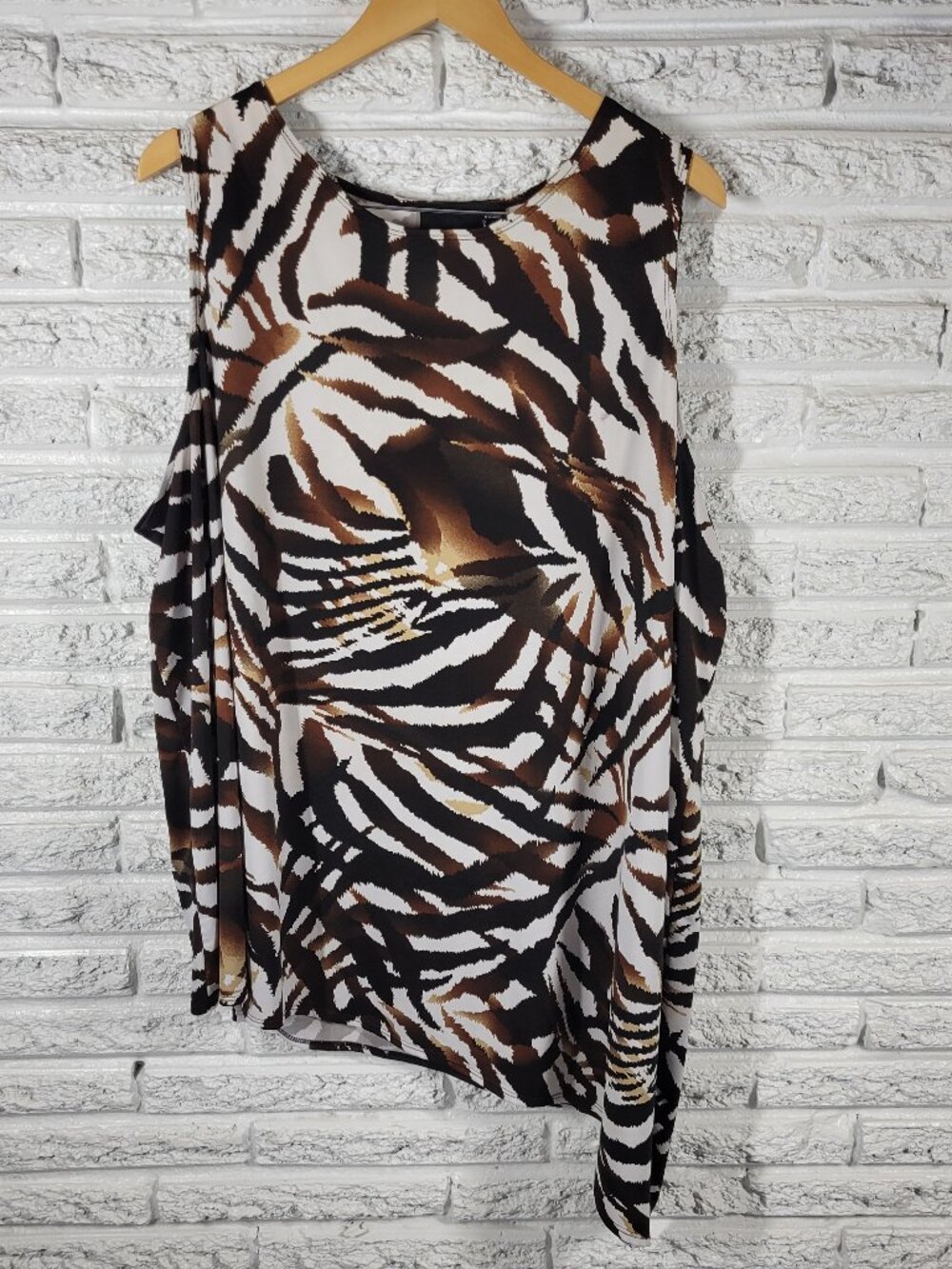 Antthony Womens Tunic 3X Brown Black Animal Print Sleeveless Top Blouse ANI60E